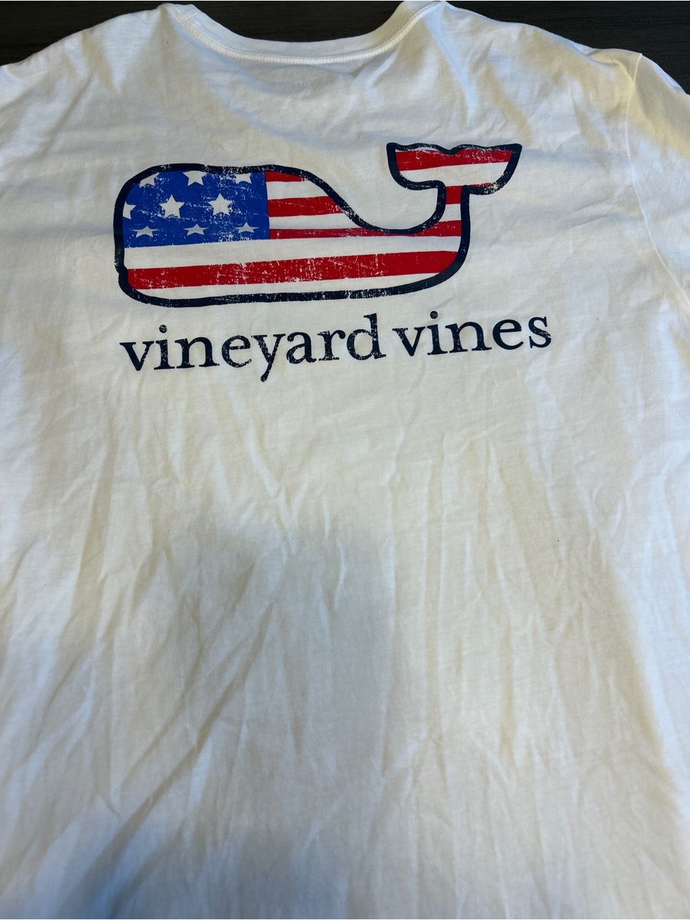 Vineyard Vines USA Flag Whale Pocket T-Shirt Men’s XL White Short Sleeve Cotton - Picture 6 of 9